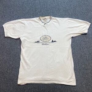 Quebec Souvenir TShirt‎ Sz L Mens White Skater 90s Embroidered Chateau Frontenac